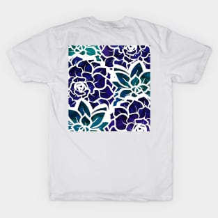 Succulent Mash-up - Purple and Teal Hues - Digitally Illustrated Abstract Flower Pattern for Home Decor, Clothing Fabric, Curtains, Bedding, Pillows, Upholstery, Phone Cases and Stationary T-Shirt